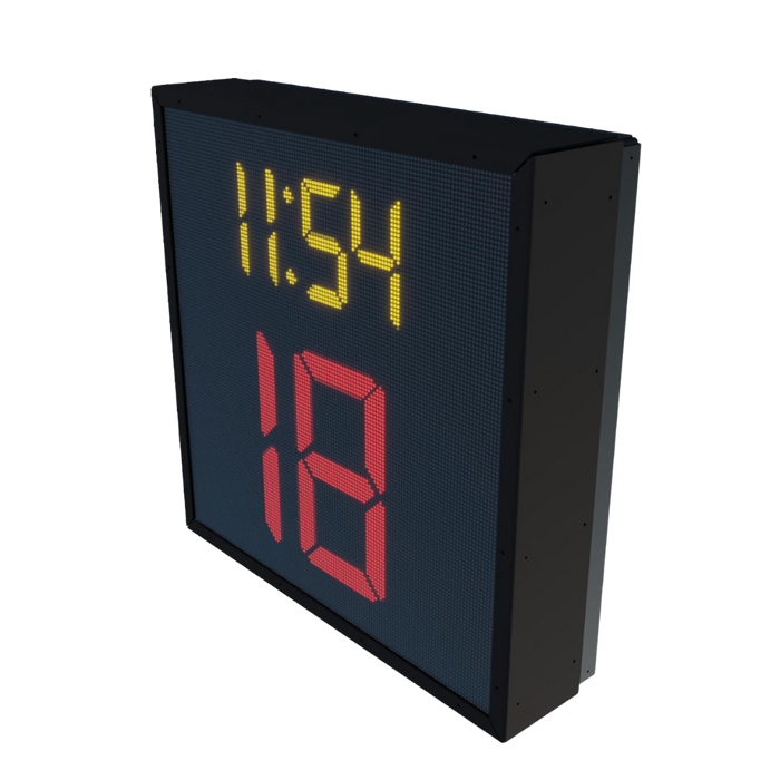 LUXVISION PROLUX Shot Clock LED display for basketball and indoor sports venues featuring high-visibility digits, precision timing, and durable commercial construction.