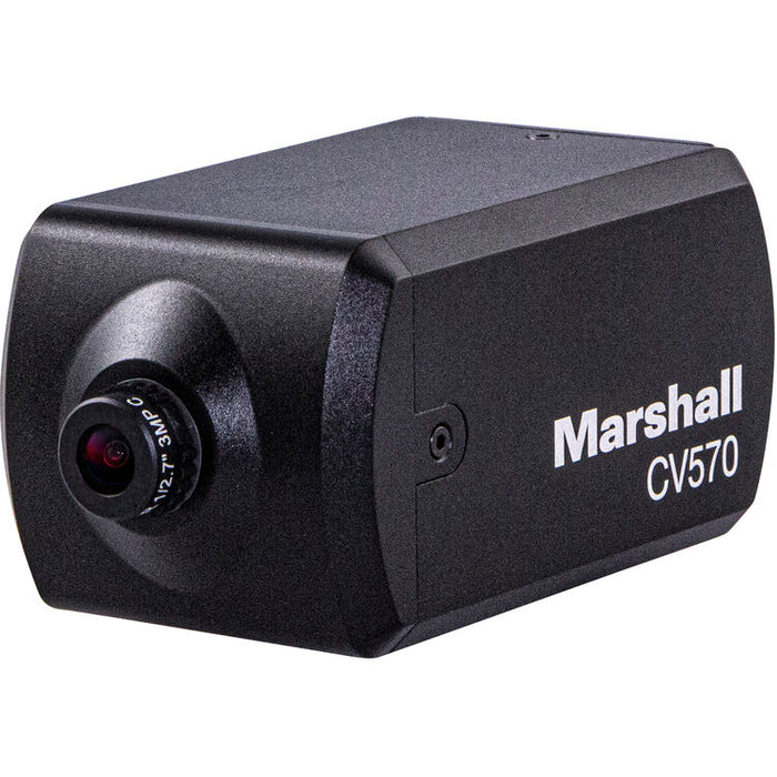 Marshall CV570 miniature HD camera with NDI|HX3, SRT streaming, and HDMI output for broadcast and AV applications