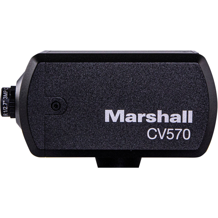 Marshall CV570 miniature HD camera with NDI|HX3, SRT streaming, and HDMI output for broadcast and AV applications
