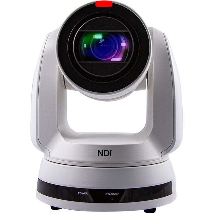 Marshall CV730-WHN white PTZ camera with 30x optical zoom and NDI, SDI, HDMI, and IP video outputs