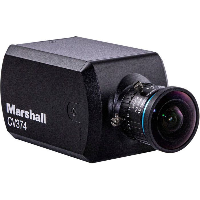 Marshall Electronics CV374 compact UHD 4K60 broadcast camera with NDI|HX3, SRT streaming, and HDMI output