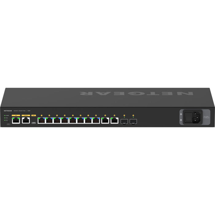 Netgear AV Line M4250-10G2XF-PoE+ (GSM4212PX) Front and Rear View
