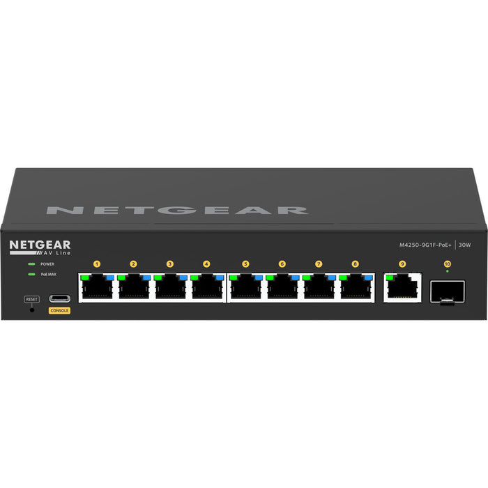 Netgear GSM4212P-100NAS 12-Port PoE+ Managed Network Switch with Layer 2 and Layer 3 features for small to medium business networks.