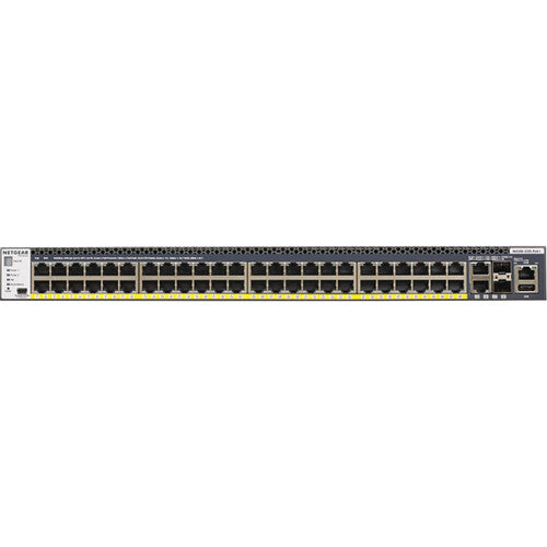 Netgear GSM4352PA-100NES 48-Port PoE+ Managed Ethernet Switch with 4 SFP+ 10G Uplink Ports, ideal for enterprise networks