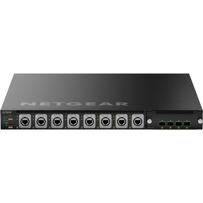 NETGEAR M4350-16M4V 16-Port 2.5 Gigabit PoE++ managed network switch with four 25G SFP28 uplink ports for professional AV-over-IP, enterprise networking, and high-performance Ethernet deployments.