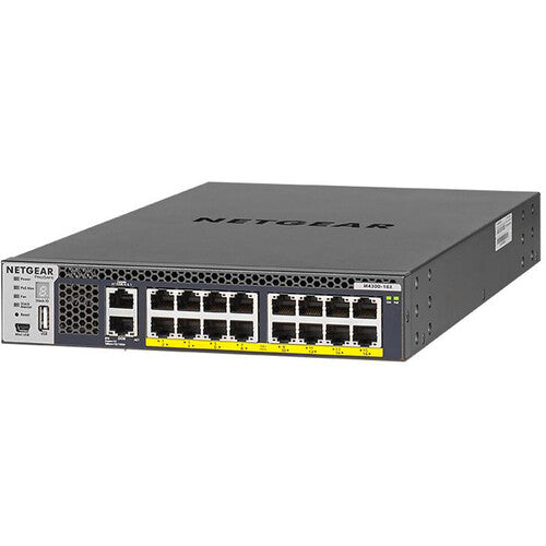 Netgear XSM4316PA-100NES 16-Port 10G SFP+ Managed Network Switch with PoE+ Support, offering high-performance networking solutions.