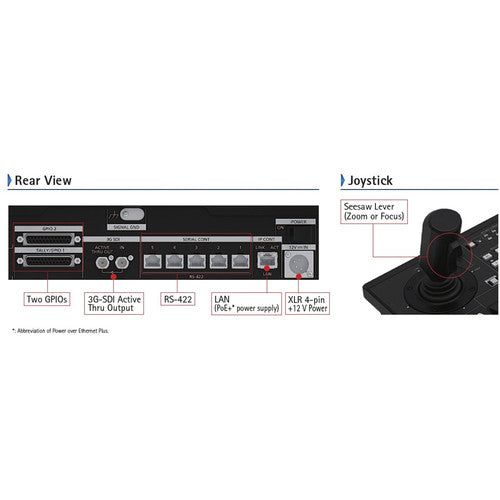 Panasonic AW-RP150GJ5 touchscreen remote controller for PTZ cameras with joystick and multi-camera control