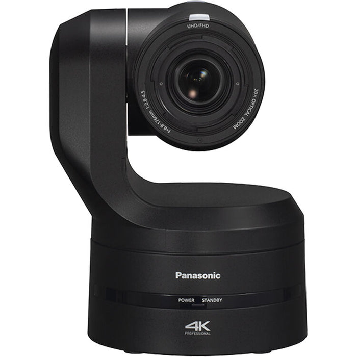 Panasonic AW-UE160KJ UHD 4K PTZ camera with 20x optical zoom in black for broadcast and live production