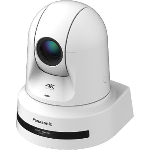 Panasonic AW-UE80WPJ 4K PTZ camera with wide-angle lens, designed for high-quality broadcast and live streaming applications.
