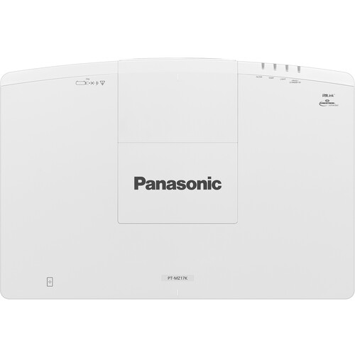 Panasonic PT-MZ14KLWU7 laser projector front and side view in white finish