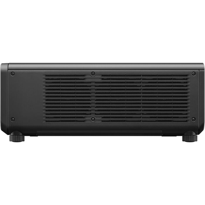 Panasonic PT-REQ12LBU 4K laser projector showcasing its sleek design