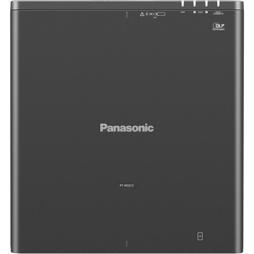 Panasonic PT-REQ12LBU 4K laser projector showcasing its sleek design