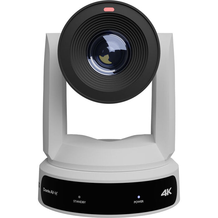 White PTZOptics Link 4K PTZ camera with 30x optical zoom and SDI, HDMI, USB, and IP connectivity