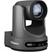 PTZOptics Move 4K PTZ camera with 12x optical zoom in gray featuring SDI, HDMI, USB, and IP outputs
