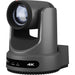PTZOptics Move 4K PTZ camera with 12x optical zoom in gray featuring SDI, HDMI, USB, and IP outputs
