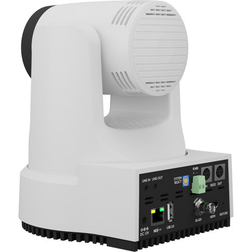 PTZOptics Move 4K white PTZ camera with 20x optical zoom and SDI HDMI USB IP outputs