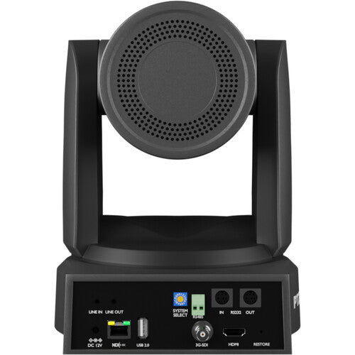 PTZOptics Move 4K PTZ camera in gray with 30x optical zoom and SDI, HDMI, USB, and IP connectivity