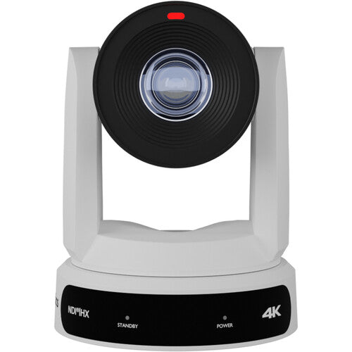 PTZOptics Move 4K PTZ camera in white with 30x optical zoom and SDI, HDMI, USB, and IP connectivity
