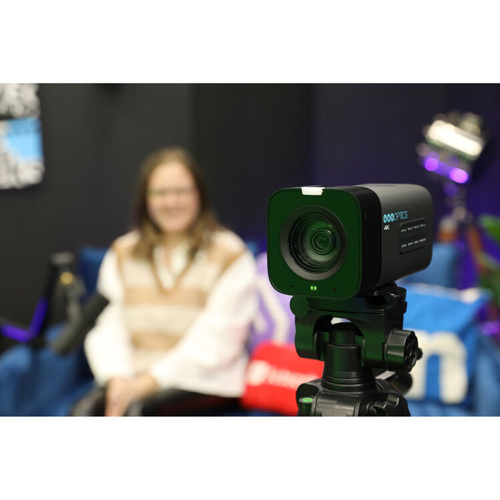 PTZOptics Studio 4K white PTZ camera with 20x optical zoom for professional video production