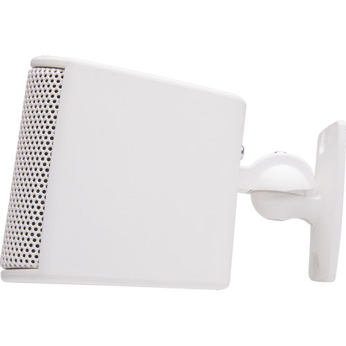 Q-SYS AD-S.SAT-WH small-format satellite speaker in white, designed for high-quality distributed audio applications with a sleek and compact design.