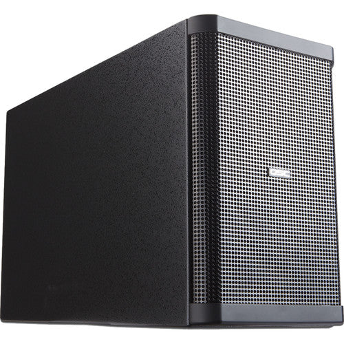 Q-SYS AD-S28TW-B dual 8-inch black surface-mount subwoofer with versatile mounting options and high-performance low-frequency output.