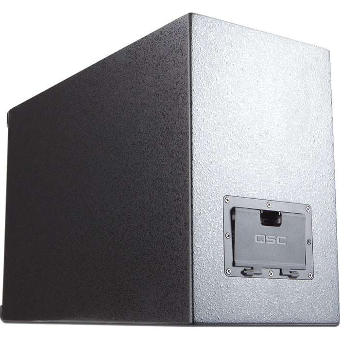 Q-SYS AD-S28TW-B dual 8-inch black surface-mount subwoofer with versatile mounting options and high-performance low-frequency output.