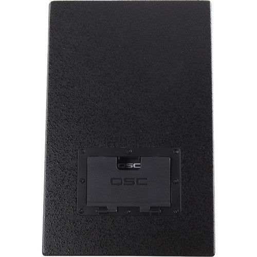 Q-SYS AD-S28TW-B dual 8-inch black surface-mount subwoofer with versatile mounting options and high-performance low-frequency output.