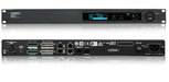 Q-SYS DCIO-H 1U I/O processor for digital cinema applications, providing high-quality audio integration and signal management.