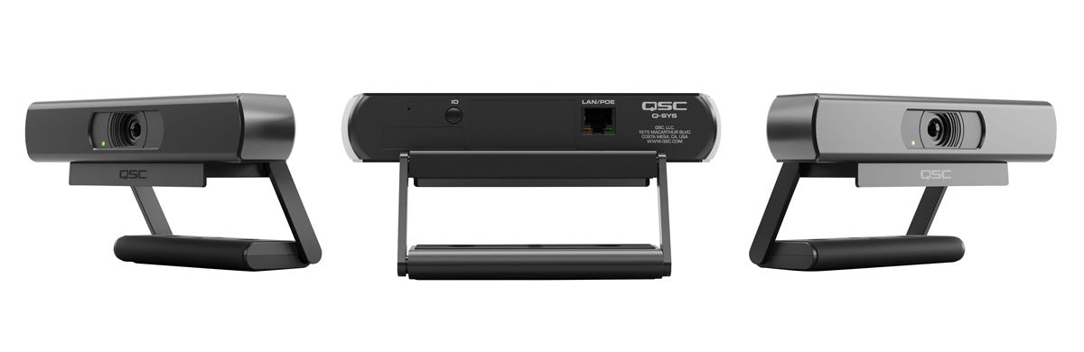 Q-SYS NC-110 network conference camera with ultra-wide 110° field of view, full HD 1080p resolution, and seamless integration with Q-SYS ecosystem.