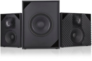 Q-SYS SB-1180 powered subwoofer designed for high-performance audio systems with deep bass response.