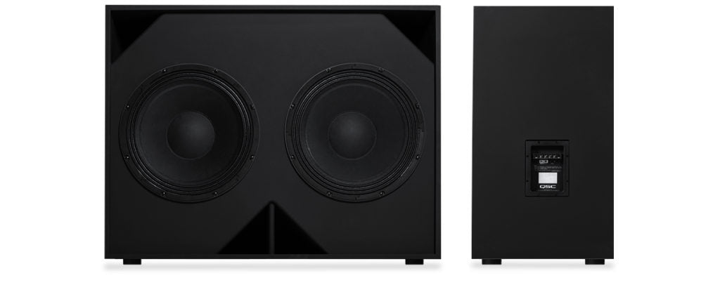 Q-SYS SB-2180 Subwoofer providing deep bass and powerful sound for commercial audio systems.
