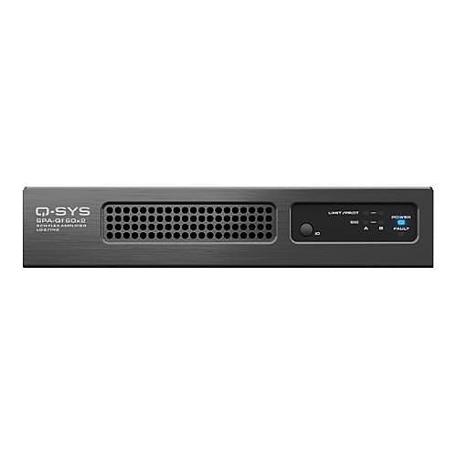 Q-SYS SPAQF-60X2 2-channel amplifier with 60W per channel, supporting Low-Z and 70V/100V installations for commercial audio applications.