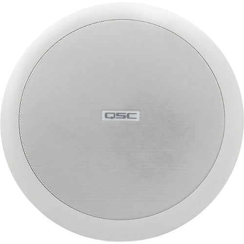 Q-SYS AC-C2T-LP 2.75-inch low-profile ceiling speaker with 70V/100V transformer, ideal for commercial audio installations.