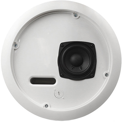 Q-SYS AC-C2T-LP 2.75-inch low-profile ceiling speaker with 70V/100V transformer, ideal for commercial audio installations.