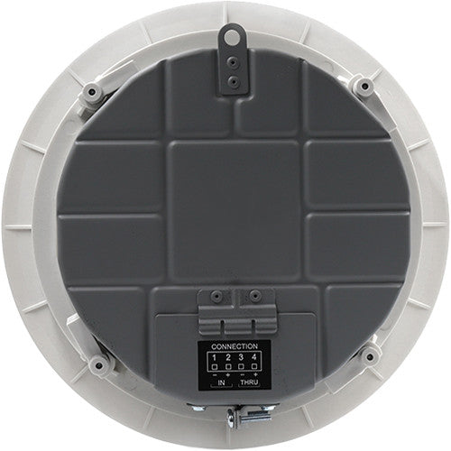 Q-SYS AC-C2T-LP 2.75-inch low-profile ceiling speaker with 70V/100V transformer, ideal for commercial audio installations.