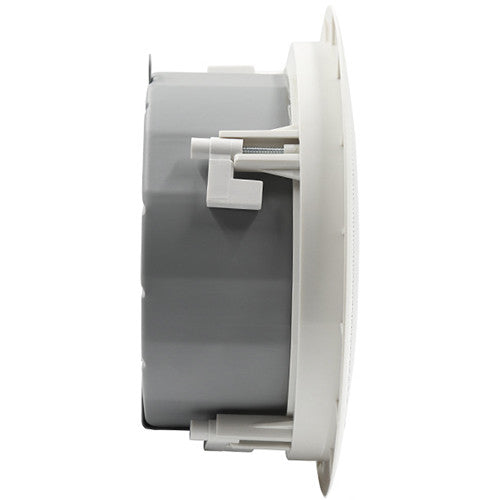 Q-SYS AC-C2T-LP 2.75-inch low-profile ceiling speaker with 70V/100V transformer, ideal for commercial audio installations.