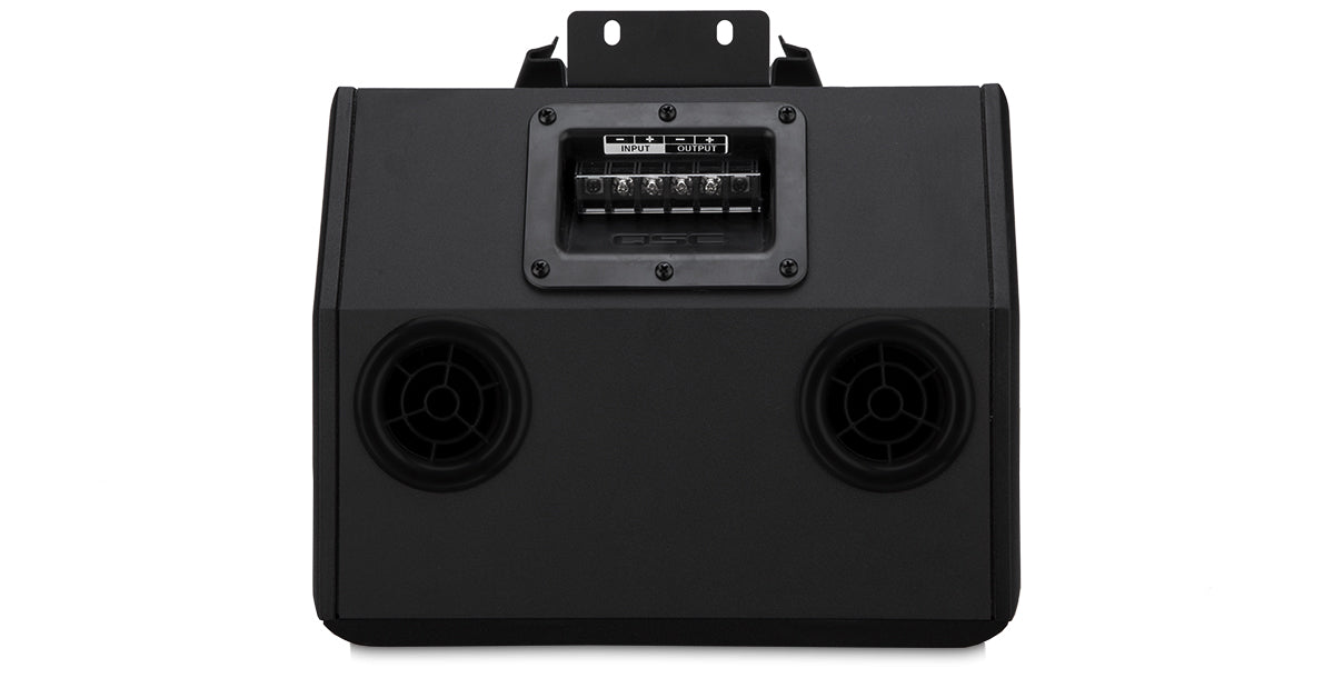 Q-SYS SR-1020 10-inch 2-way cinema surround loudspeaker with high-performance audio, controlled dispersion, and versatile mounting options.
