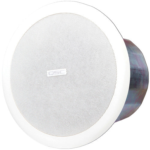 Q-SYS AC-C6T 6.5-inch two-way ceiling speaker with 70V/100V transformer for commercial audio applications.