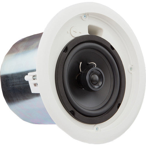 Q-SYS AC-C6T 6.5-inch two-way ceiling speaker with 70V/100V transformer for commercial audio applications.