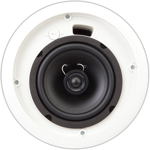 Q-SYS AC-C6T 6.5-inch two-way ceiling speaker with 70V/100V transformer for commercial audio applications.