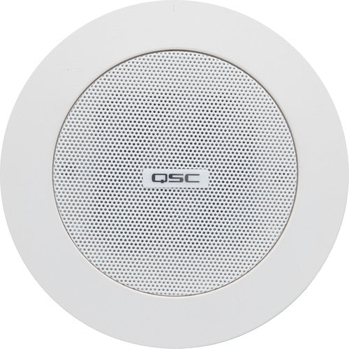 Q-SYS AD-P.SAT-WH black 2.5-inch passive surface-mount satellite speaker for distributed audio systems, offering premium sound quality and flexible installation.