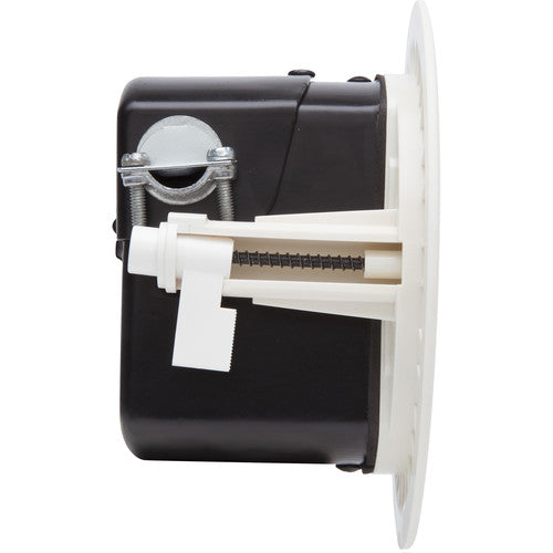 Q-SYS AD-P.SAT-WH black 2.5-inch passive surface-mount satellite speaker for distributed audio systems, offering premium sound quality and flexible installation.