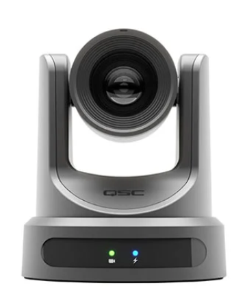 Q-SYS NC-12x80 conference camera with 12x optical zoom and 80-degree field of view, designed for high-quality video conferencing and AV integration.