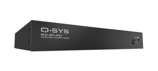 Q-SYS NV-21-HU network video endpoint with HDMI and USB-C connectivity for flexible AV-over-IP integration.