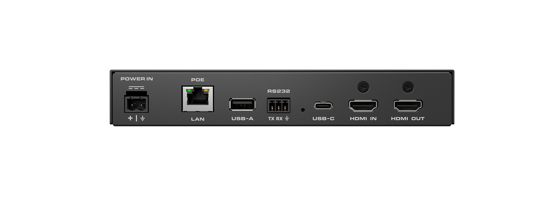 Q-SYS NV-21-HU network video endpoint with HDMI and USB-C connectivity for flexible AV-over-IP integration.