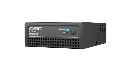 Q-SYS QIO-IR1x4 IR Control Expander for seamless AV system integration, offering one IR input and four IR outputs for expanded device control.