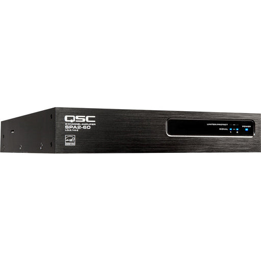Q-SYS SPA2-60 2-channel EnergyStar amplifier with 2x60W power output, ideal for commercial audio applications.