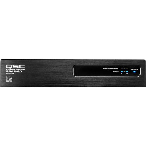 Q-SYS SPA2-60 2-channel EnergyStar amplifier with 2x60W power output, ideal for commercial audio applications.