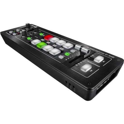 Roland V-1HD HD Video Switcher panel showing inputs and buttons