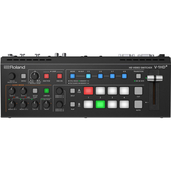 Roland V-1HD⁺ HD Video Switcher front and rear view